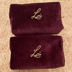 Brand New Lisa Eldridge Embroidered Velvet Pouches Bundle